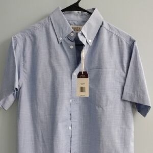 NWT North Hudson Palace Blue Button Down Short Sleeve Shirt Size Small